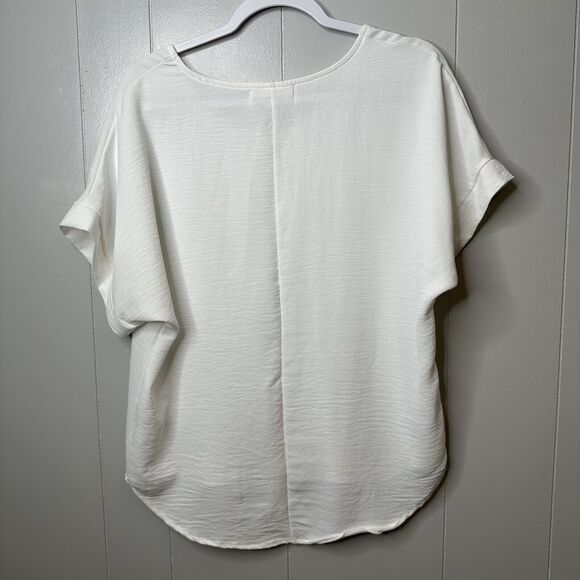 Jolie Made In Usa Sz S Relaxed Oversized White Hi Low Blouse Sleeve Shirt - Picture 2 of 10